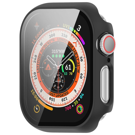 Etui ze szkłem do zegarka Bizon Case+Glass Watch do Apple Watch 10 46mm, czarne