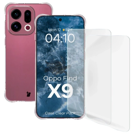 Elastyczne etui + 2x folia na ekran Bizon Case Clear Pack do Oppo Find X9