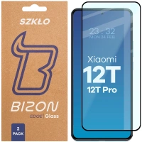 Szkło hartowane Bizon Glass Edge Duo do Xiaomi 12T / 12T Pro, czarna ramka, 2 sztuki