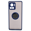 Etui z uchwytem na palec Bizon Case Hybrid Ring do Motorola Edge 30 Ultra, przydymione z granatową ramką
