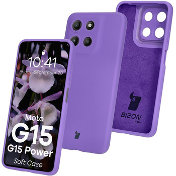 Silikonowe etui Bizon Soft Case do Motorola Moto G15 / G15 Power, fioletowe