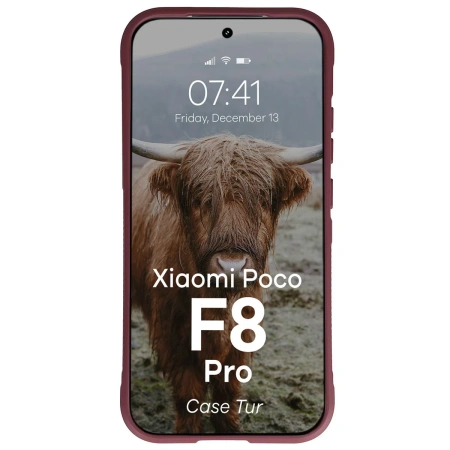 Pancerne etui Bizon Case Tur do Xiaomi POCO F8 Pro, burgundowe