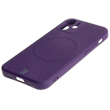 Etui Bizon Case Silicone Magnetic Sq do iPhone 12 Mini, śliwkowe