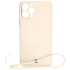 Etui silikonowe z pierścieniem magnetycznym Bizon Case Silicone Magnetic do iPhone 12 Pro Max, beżowe