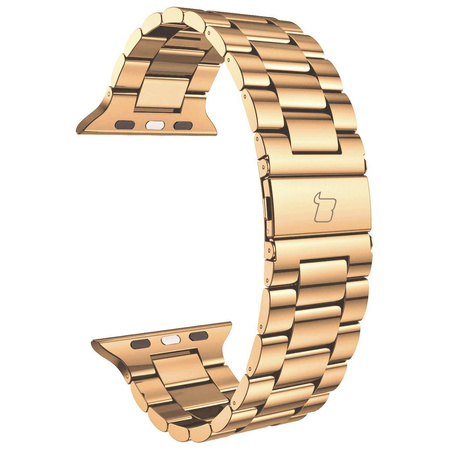 Pasek ze stali nierdzewnej Bizon Strap Watch Aura do Apple Watch 38/40/41/42 mm, różowozłoty