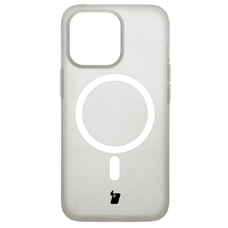 Etui z pierścieniem magnetycznym Bizon Case MatteO do iPhone 13 Pro, półprzezroczyste z przezroczystą ramką