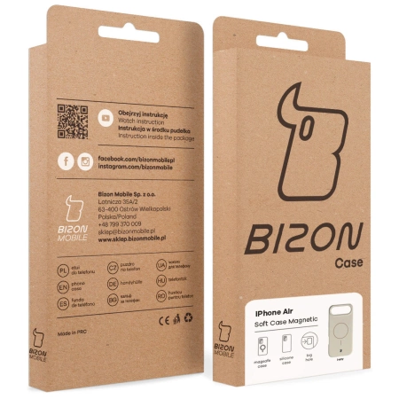 Silikonowe etui z pierścieniem magnetycznym Bizon Soft Case Magnetic do iPhone Air, écru