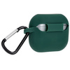 Silikonowe etui z karabińczykiem Bizon Case Headphone Silicone do Galaxy Buds 3/3 Pro, ciemnozielone
