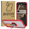 Etui z uchwytem na palec Bizon Case Hybrid Ring do Honor 200 Lite, przydymione z czerwoną ramką