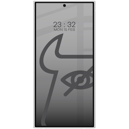 Prywatyzujące szkło hartowane Bizon Glass Edge Shadow do Galaxy S24 Ultra, przyciemniane z czarną ramką