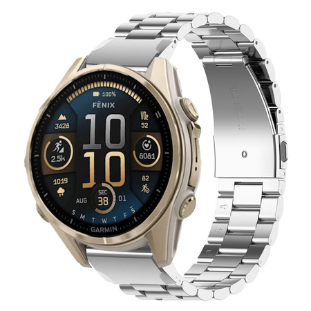 Pasek ze stali nierdzewnej do smartwatcha, Bizon Strap Watch Aura, QuickFit 20 mm, srebrny