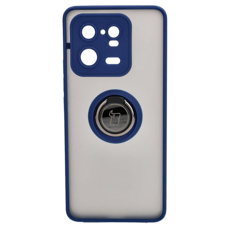 Etui z uchwytem na palec Bizon Case Hybrid Ring do Xiaomi 13 Pro, przydymione z granatową ramką