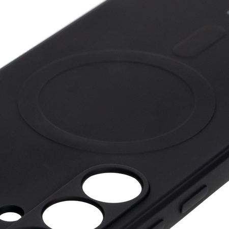 Silikonowe etui z pierścieniem magnetycznym Bizon Case Silicone Magnetic Sq do Galaxy S24 FE, czarne