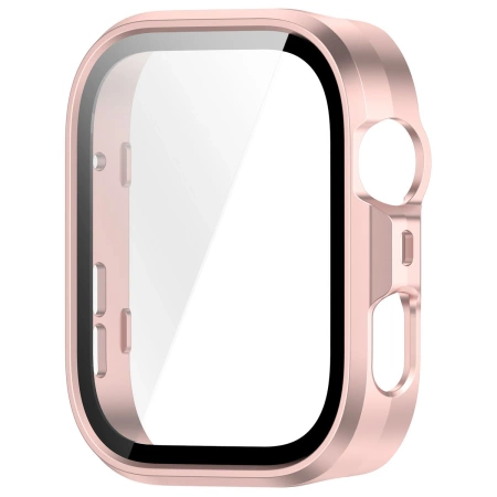 Etui ze szkłem do zegarka Bizon Case Watch Adamo do Huawei Watch Fit 4 Pro, satynowo różowe