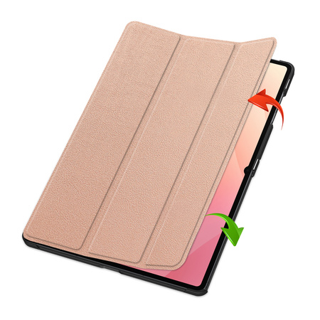 Etui z klapką Bizon Case Tab Croc do Galaxy Tab S11 Ultra, różowozłote