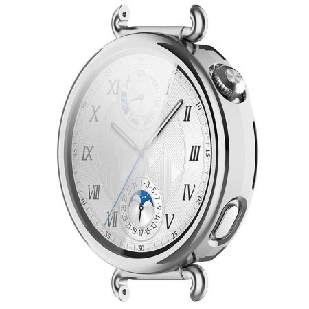 Etui z osłoną ekranu Bizon Case Watch Felipe do Huawei Watch GT6 41 mm, srebrne