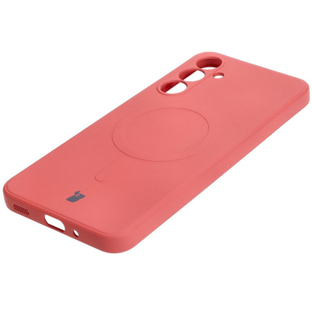 Silikonowe etui z pierścieniem magnetycznym Bizon Case Silicone Magnetic Sq do Galaxy A16 4G / 5G, brudnoróżowe