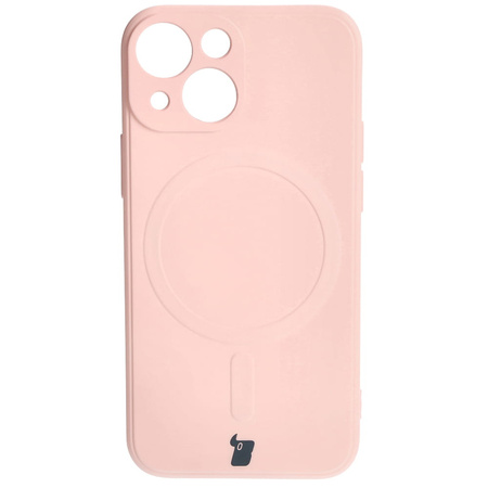 Etui Bizon Case Silicone Magnetic Sq do Apple iPhone 13 Mini, jasnoróżowe