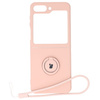 Etui Bizon Case Silicone Ring Sq do Samsung Galaxy Z Flip5, jasnoróżowe