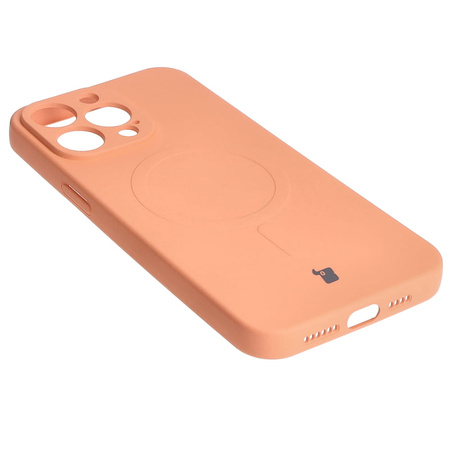 Etui silikonowe z pierścieniem magnetycznym Bizon Case Silicone Magnetic do iPhone 15 Pro Max, marchewkowe
