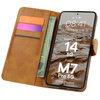 Etui z klapką Bizon Case Pocket do Xiaomi Redmi Note 14 5G / Poco M7 Pro 5G, brązowe