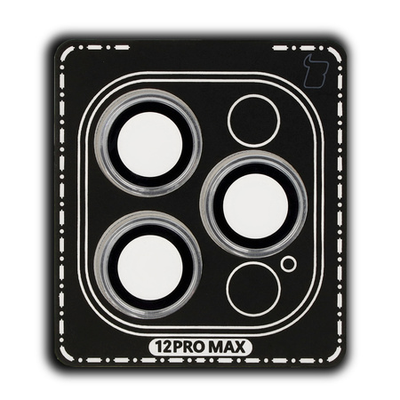 Szkło na aparat z aplikatorem Bizon Glass Snap Lens do iPhone 12 Pro Max, 1 zestaw, srebrna ramka