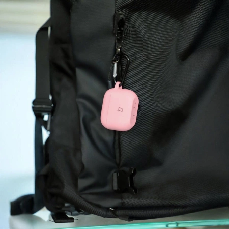 Silikonowe etui z karabińczykiem Bizon Case Headphone Silicone do AirPods 4, jasnozielone