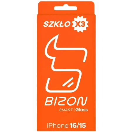 Szkło ochronne 2.5D Bizon Smart Glass do iPhone 15 / 16, 3 sztuki