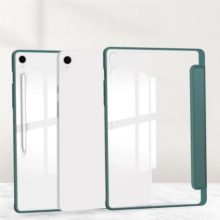 Etui z klapką Bizon Case Tab Clear Matt do Galaxy Tab S10 FE Plus, ciemnozielone