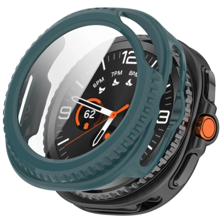 Etui ze szkłem do zegarka Bizon Case Watch Adamo do Samsung Galaxy Watch 8 Classic 46 mm, zielone