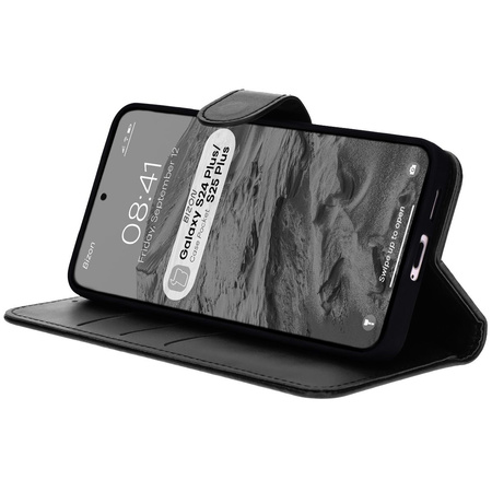Etui z klapką Bizon Case Pocket do Galaxy S24 Plus, czarne