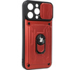 Etui Bizon Case Camshield Card Slot Ring do iPhone 14 Pro Max, czerwone