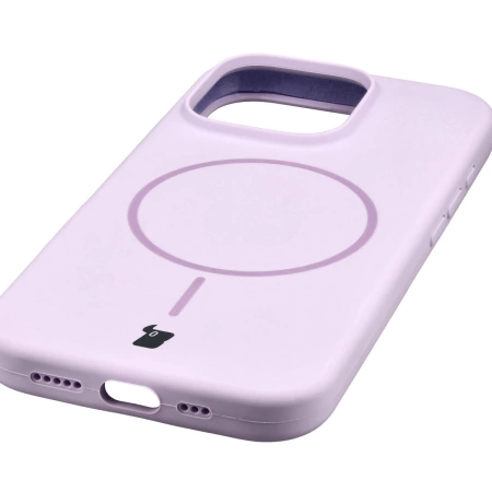 Silikonowe etui z pierścieniem magnetycznym Bizon Soft Case Magnetic do iPhone 16 Pro, jasnofioletowe