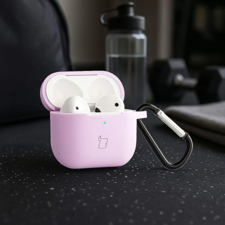 Silikonowe etui z karabińczykiem Bizon Case Headphone Silicone do AirPods 4, jasnozielone