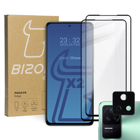 Szkło hartowane Bizon Glass Edge - 2 sztuki + ochrona na obiektyw, Xiaomi Poco F4