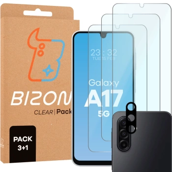 3x Szkło hartowane + szybka na aparat Bizon Glass Clear Pack do Galaxy A17 5G