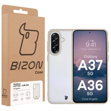 Etui Bizon Case Angelo do Galaxy A37 5G / A36 5G, półprzezroczyste z beżową ramką