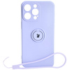Etui Bizon Case Silicone Ring Sq do Apple iPhone 15 Pro Max, jasnofioletowe