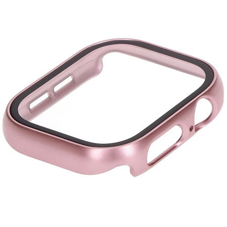 Etui ze szkłem do zegarka Bizon Case Watch Adamo do Apple Watch 11 / 10 42mm, jasnoróżowe