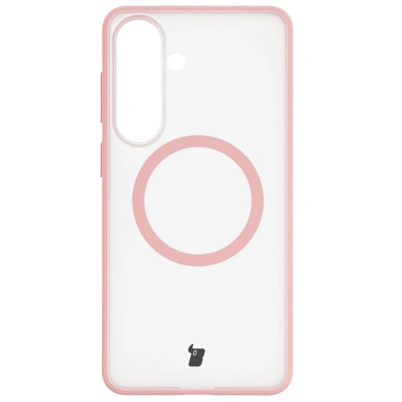 Etui z pierścieniem magnetycznym Bizon Case MatteO do Galaxy S26 Plus, przydymione-jasnoróżowe