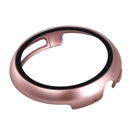 Etui ze szkłem do zegarka Bizon Case Watch Adamo do Google Pixel Watch 4 45 mm, satynowo różowe