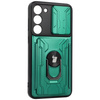 Etui Bizon Case Camshield Card Slot Ring do Galaxy S23 Plus, zielone