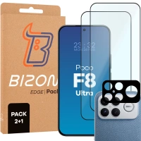 2x Szkło + szybka na aparat Bizon Edge Pack do Xiaomi POCO F8 Ultra