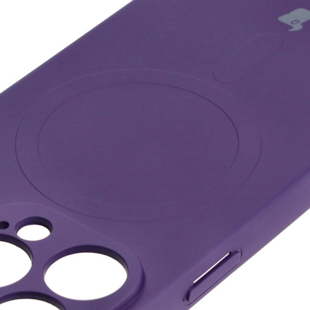 Etui silikonowe z pierścieniem magnetycznym Bizon Case Silicone Magnetic do iPhone 15 Pro, śliwkowe