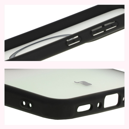 Etui z pierścieniem magnetycznym Bizon Case MatteO do Galaxy A56 5G, półprzezroczyste z czarną ramką