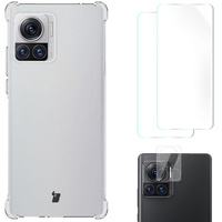 Etui + 2x folia + obiektyw Bizon Case Clear Pack do Motorola Moto Edge 30 Ultra, przezroczyste