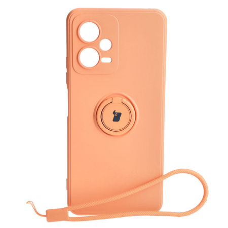 Etui Bizon Case Silicone Ring Sq do Xiaomi Redmi Note 12 5G/Poco X5, pomarańczowe