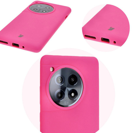 Silikonowe etui Bizon Soft Case do OnePlus 12R, neonowo-różowe