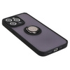 Etui z uchwytem na palec Bizon Case Hybrid Ring do iPhone 15 Pro Max, przydymione z czarną ramką
