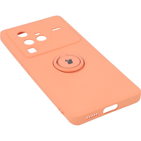 Etui Bizon Case Silicone Ring Sq do VIVO X80 Pro, pomarańczowe